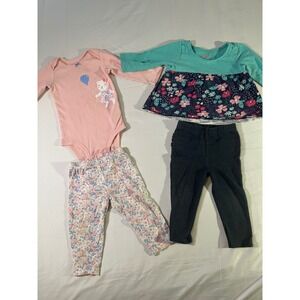 Carter's Jumping Beans Baby Girl 12M Outfits Lot Bodysuit Floral Leggings 4pc